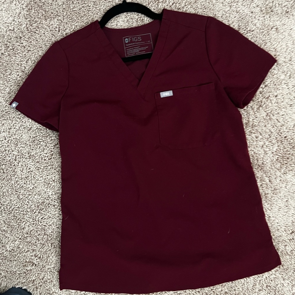 FIGS Burgundy Catarina Scrub Top